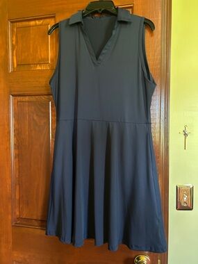 Sleeveless Navy Collared Fit-and-Flare Tennis Dress